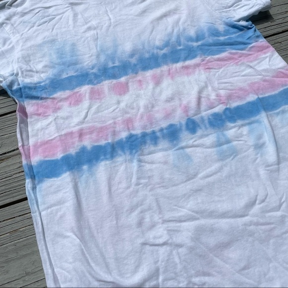Trans pride flag tie dye tshirt S LGBTQIA+ pink blue white - Picture 4 of 5